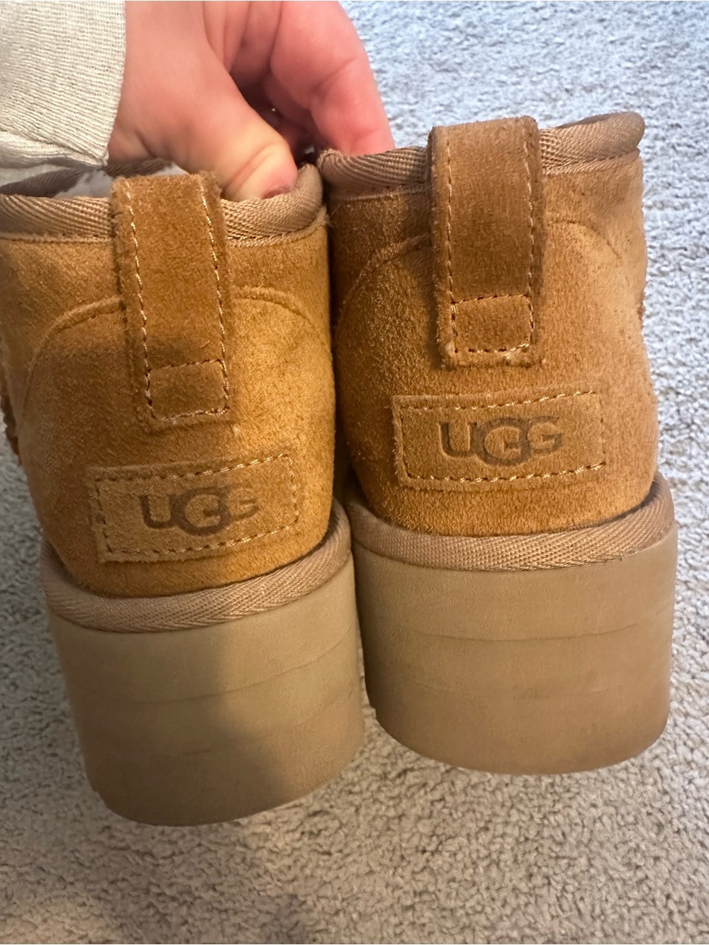 UGG women’s Chestnut Suede Platform Ankle Boots